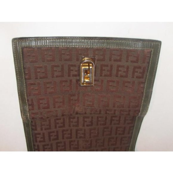 Fendi Dark Brown Small 'F' Logo Canvas Tri-Fold - Picture 8 of 12